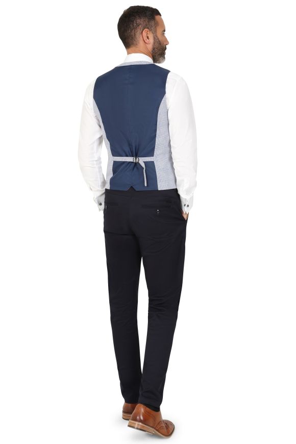 Cavani Sky Blue Check Three Piece Suit. with contrast trousers