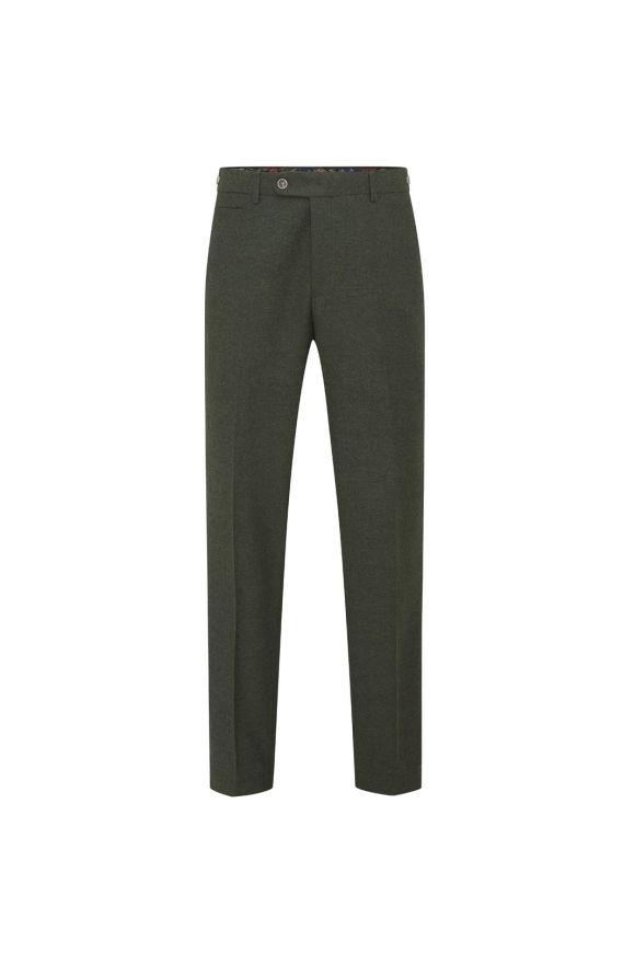 Skopes Jude Olive Tailored Tweed Herringbone Trousers