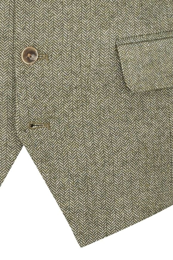 Skopes Jude Tailored Three Piece Suit Sage Green Tweed Herringbone
