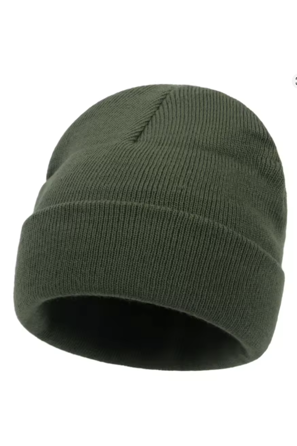 Unisex Khaki Cotton Beanie Hat