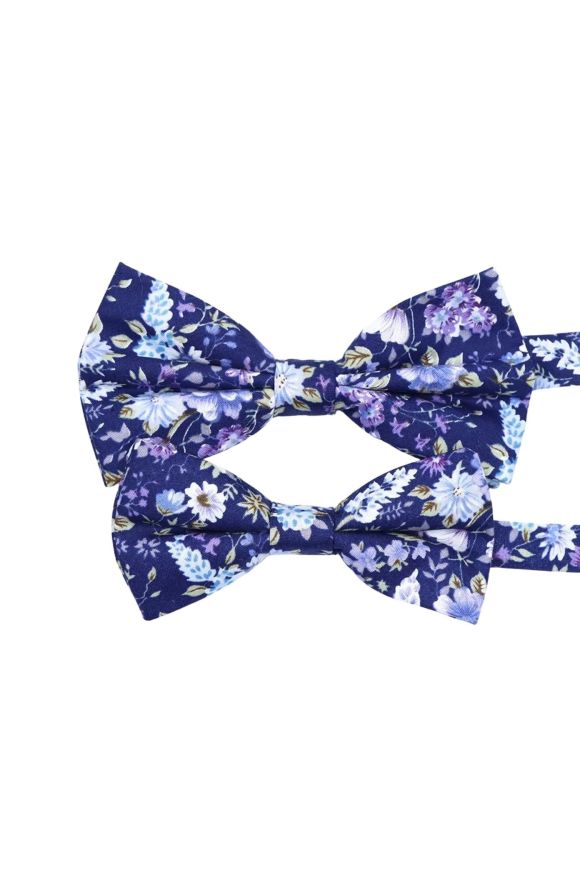 Children's Blue & Purple floral flower cotton Bow Tie