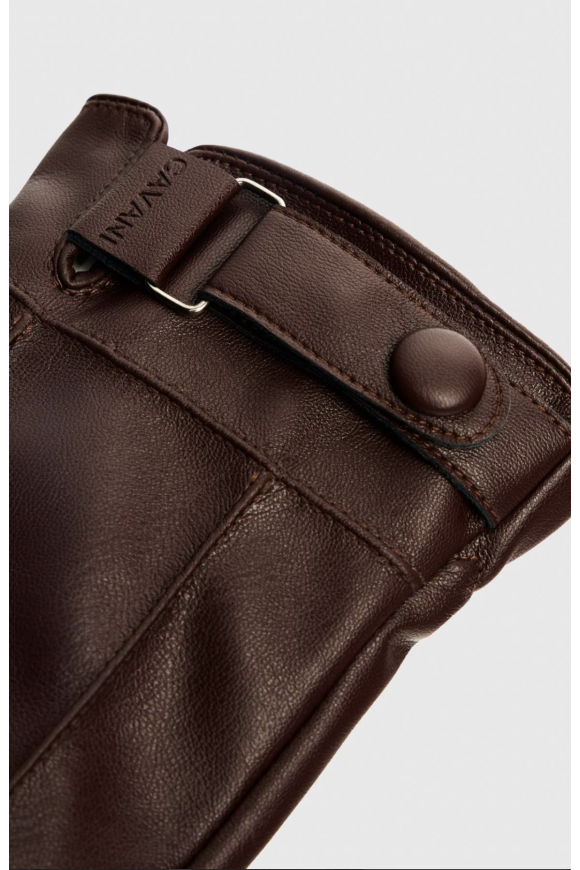 Mens Vegan Leather Brown Gloves