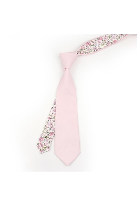 Two Tone Pastel Pink floral cotton tie