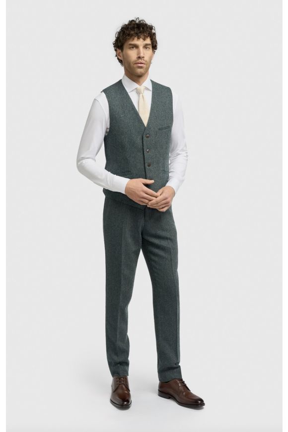 Cavani Thomas Lush Olive Tweed Three Piece Suit