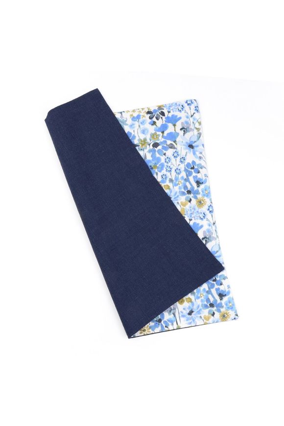Two Tone Pastel Navy Floral cotton tie & pocket square set