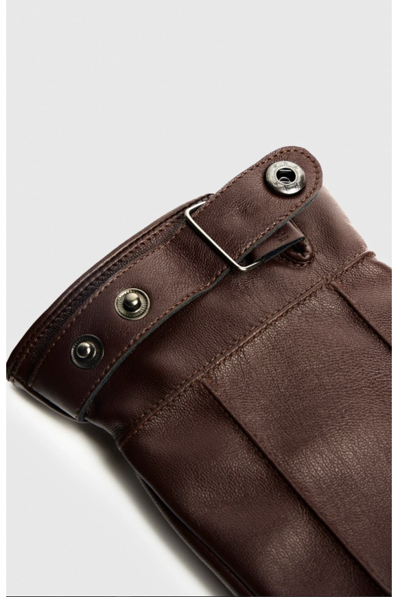 Mens Vegan Leather Brown Gloves