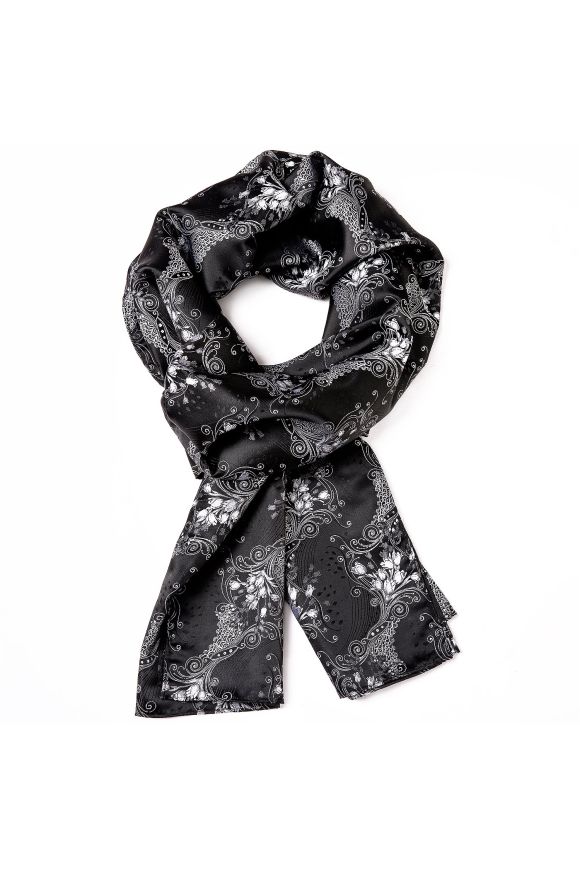 Silver & Black Silk blend Scarf