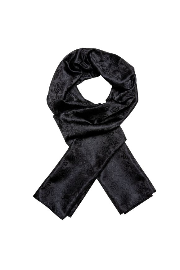 Black Paisley Silk blend Scarf