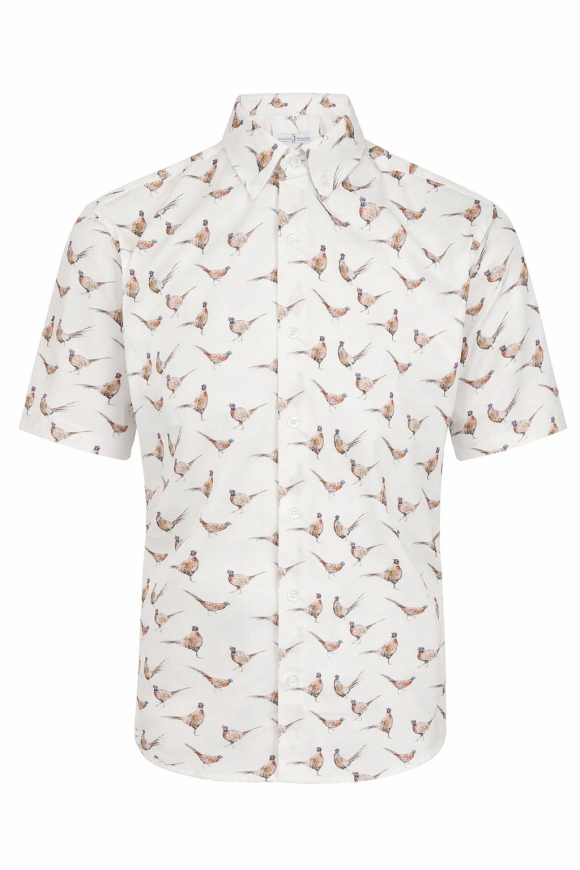White Pheasant  Printed Short Sleeve Shirt