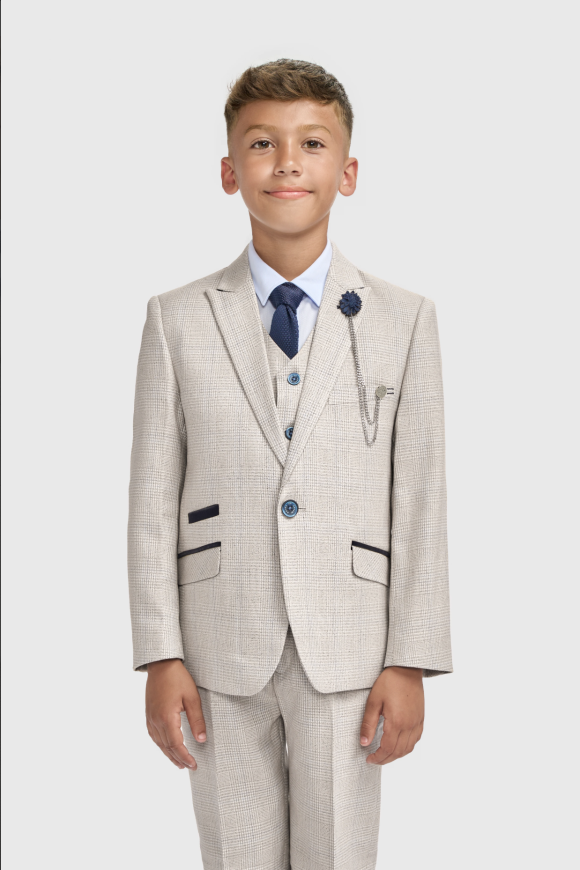 Cavani Kids Boys Caridi Beige Three piece Suit