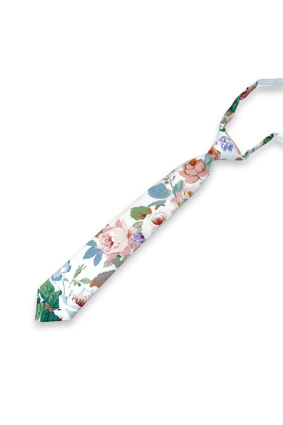 Childrens Rose floral flower cotton tie