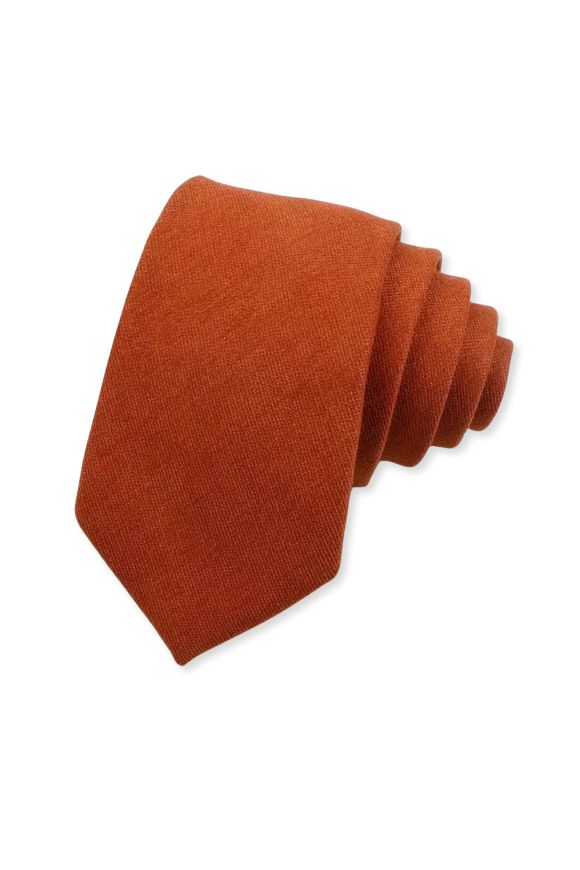 Woven Rust Tie, Pocket Square & Silver Tie Clip Gift Set