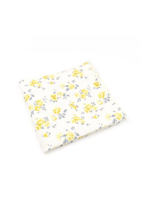Pastel Yellow floral flower cotton pocket square