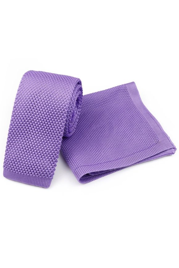 Knitted Lilac Tie & Pocket Square set