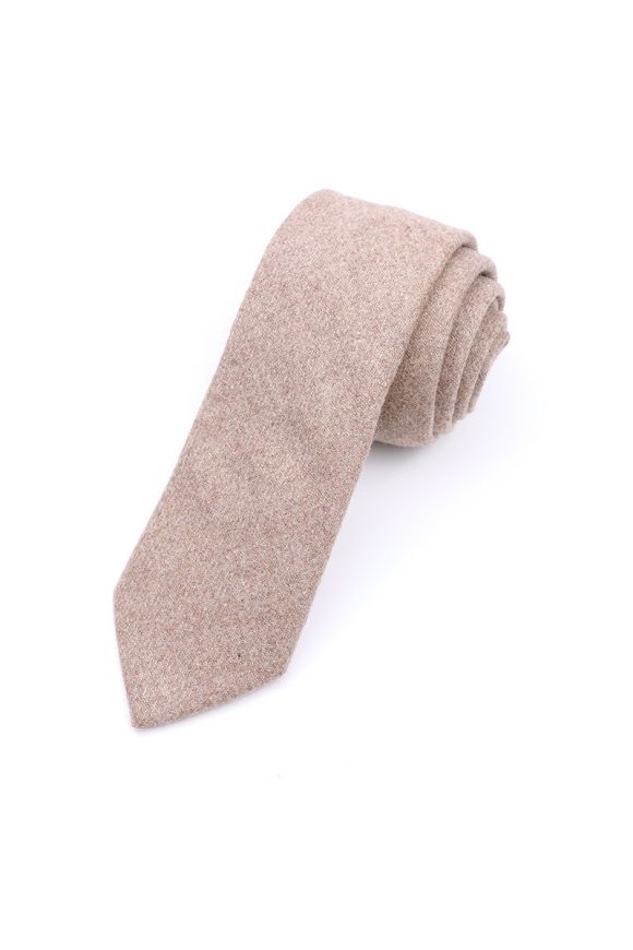 Mens Wool Tweed Stone Tan Tie