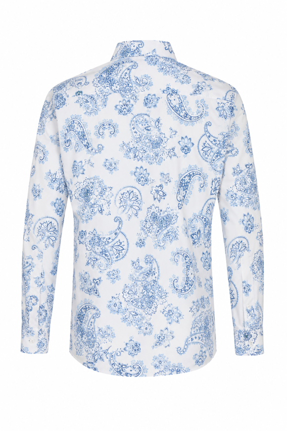 Sky Blue Paisley Floral Print Men's 100% Cotton Shirt
