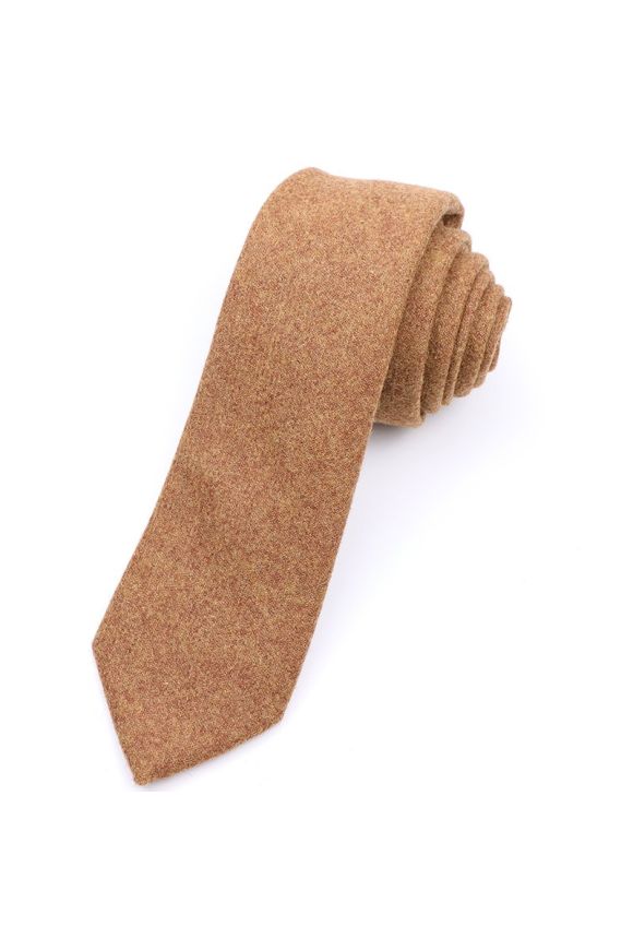 Mens Tan Wool Tweed Tie