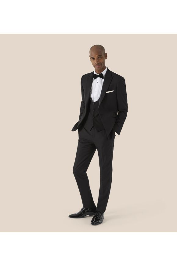 Sinatra Tailored Dinner Jacket – Black Satin Peak Lapel