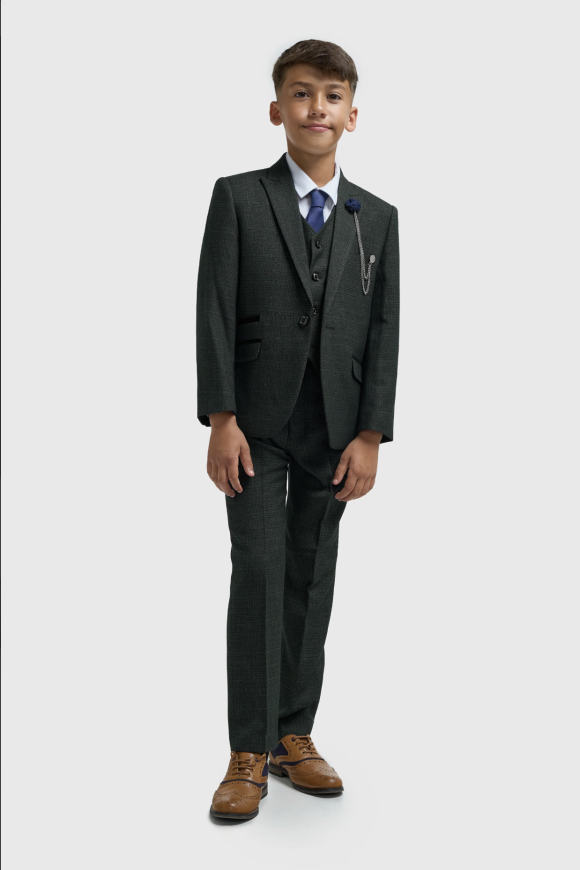 Cavani Kids Boys Caridi Olive Three piece Suit