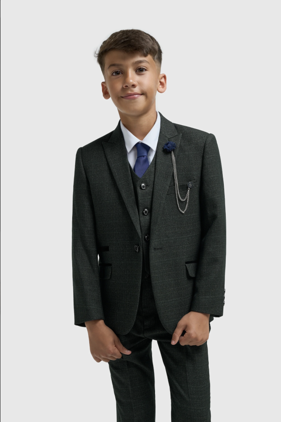 Cavani Kids Boys Caridi Olive Three piece Suit