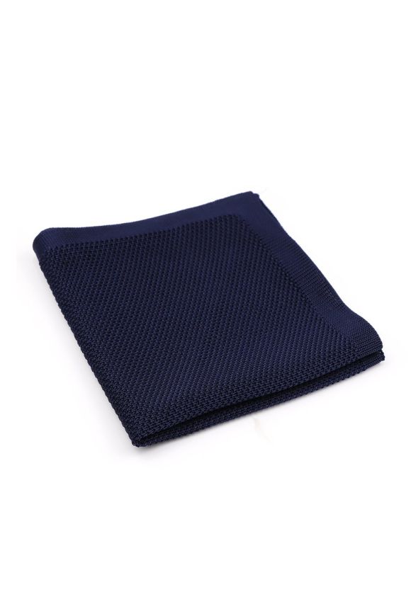 Mens Luxury Navy Knitted Tie Pocket Square  Gift Box Set