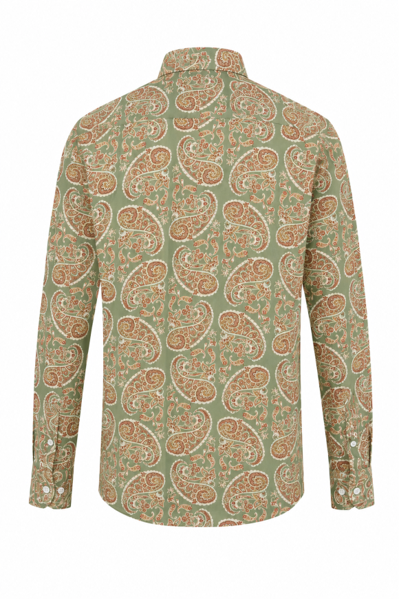 Green & orange paisley Regular Fit 100% Cotton Shirt