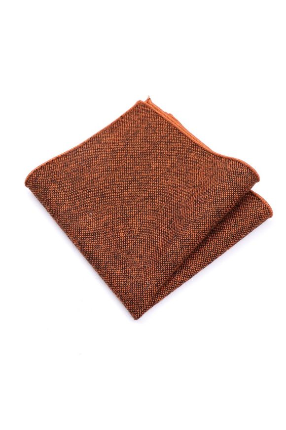 Mens Rust Wool Tweed Pocket Square