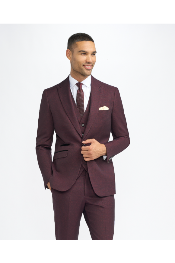 Cavani Caridi Wine Check Three Piece Suit