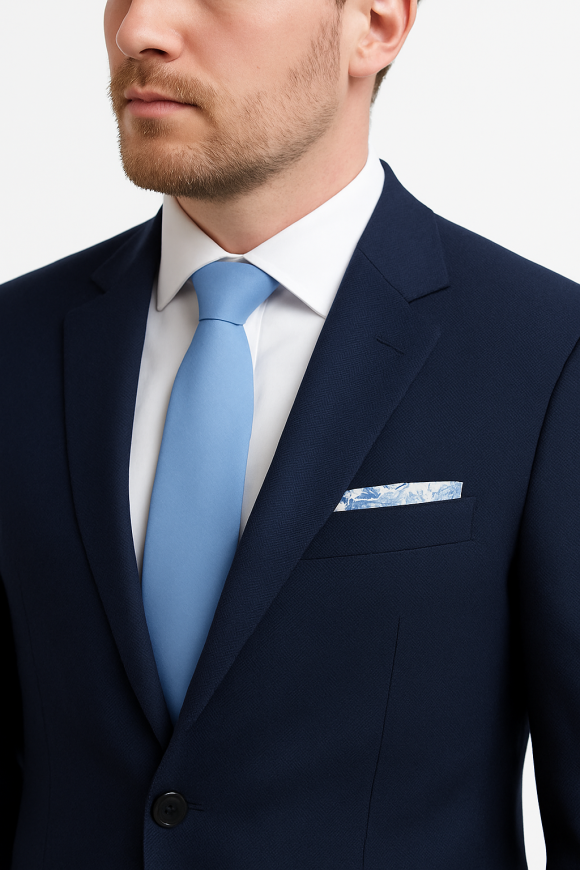 Two Tone Pastel blue floral cotton tie