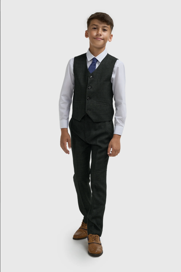 Cavani Kids Boys Caridi Olive Three piece Suit
