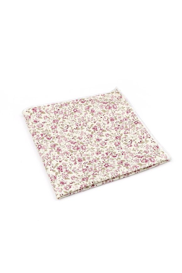 Blush Pink floral cotton classic mens bow tie & pocket square set