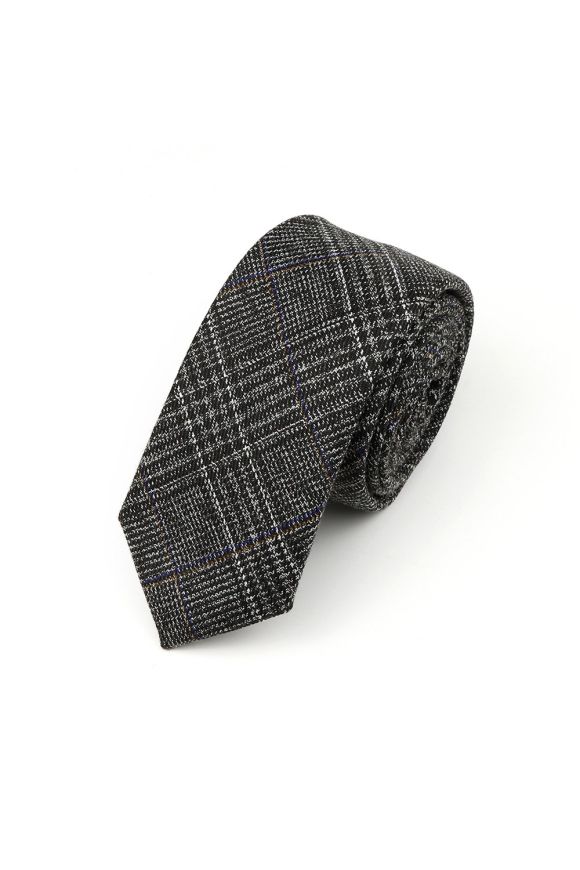 Mens Wool Tweed Grey check Tie