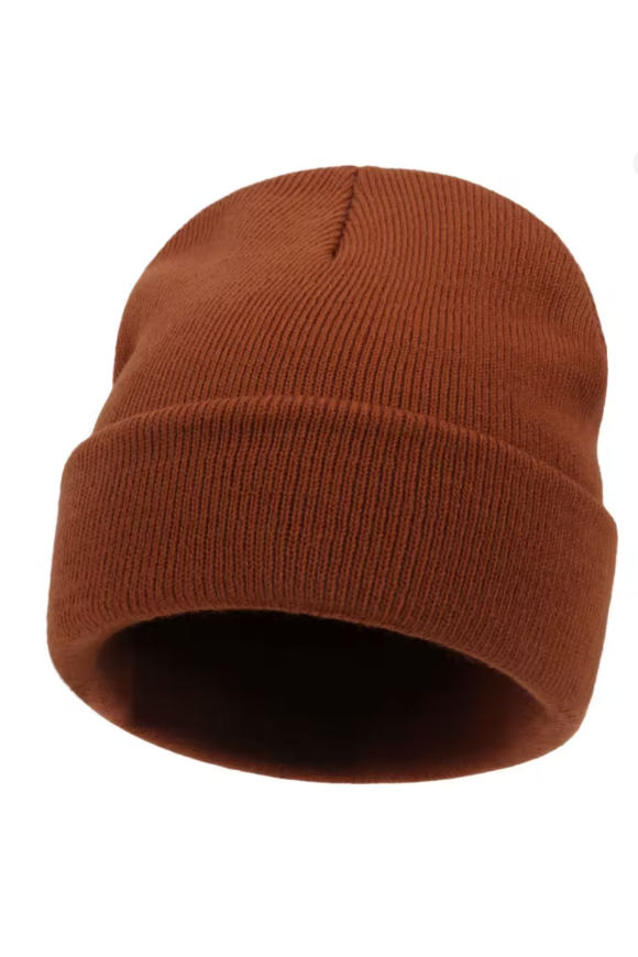 Unisex Rust Cotton Beanie Hat