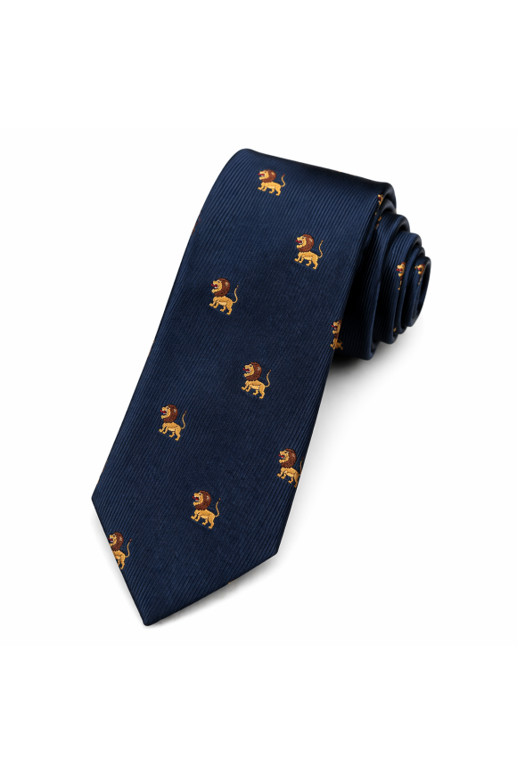 Mens Navy Novelty Lion Tie