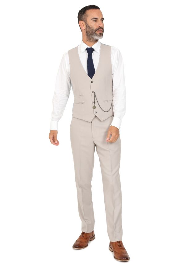 Jenson Samuel Alnwick Navy Jacket with contrast stone waistcoat & trousers