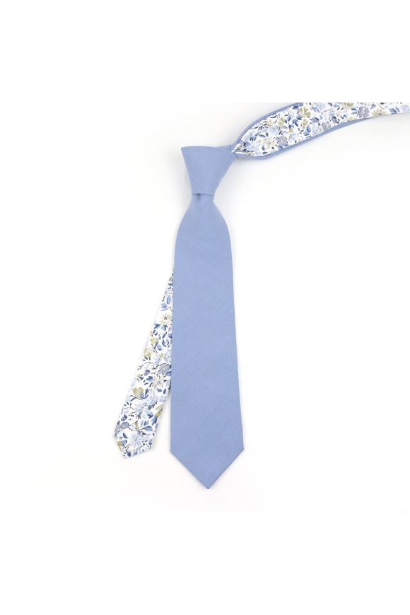 Two Tone Pastel blue floral cotton tie