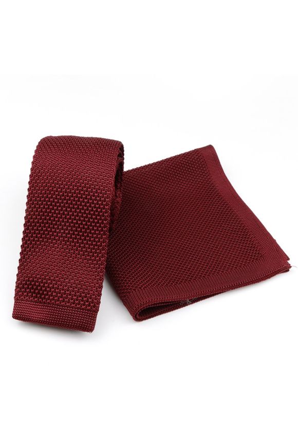 Knitted Wine Tie & Pocket Square set