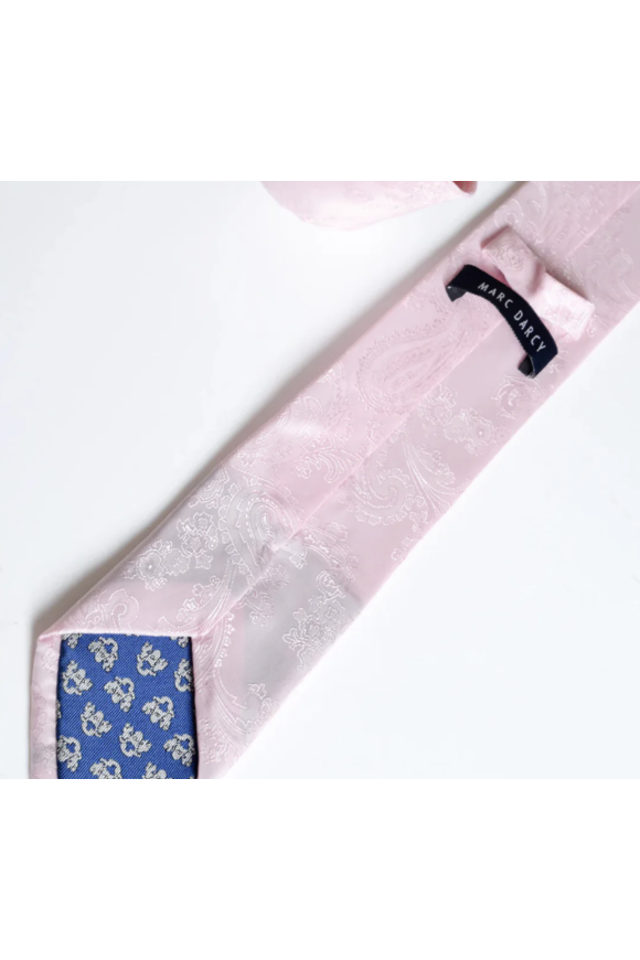 Light Pink Paisley Lining tie & pocket square set