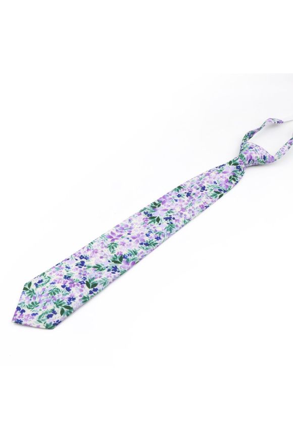 Children's Lilac & purple floral flower cotton classic tie