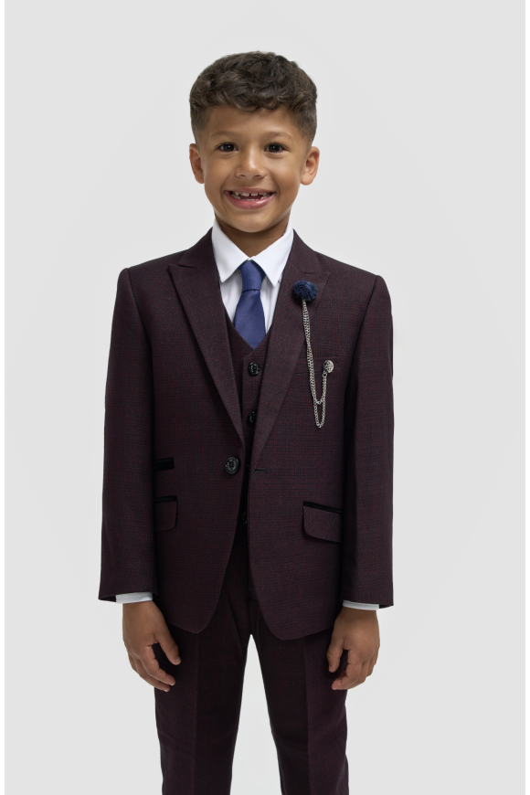 Cavani Kids Boys Caridi Wine Three piece Suit