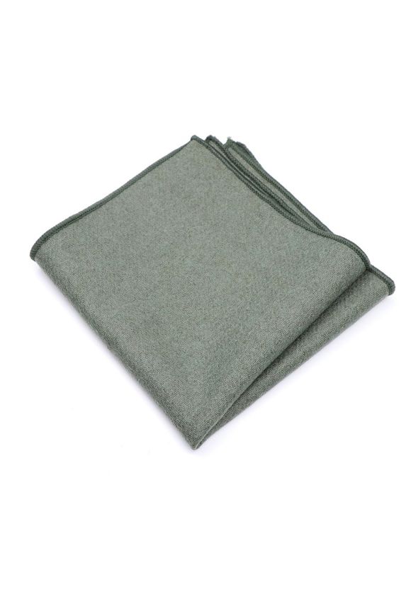 Mens Wool Tweed Olive Tie & Pocket square set