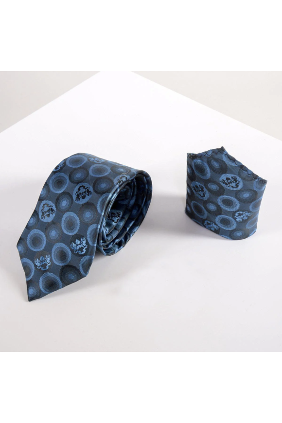 Marc Darcy Blue Bubble Lining tie, pocket square set