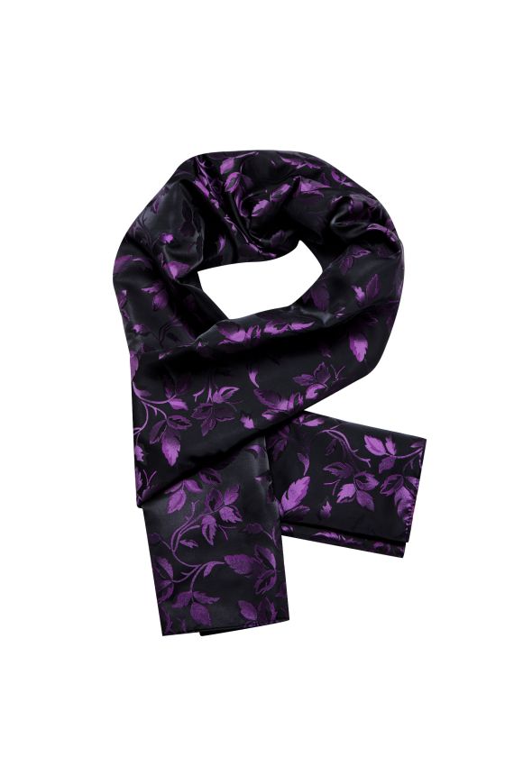 Purple & Black Paisley Silk blend Scarf