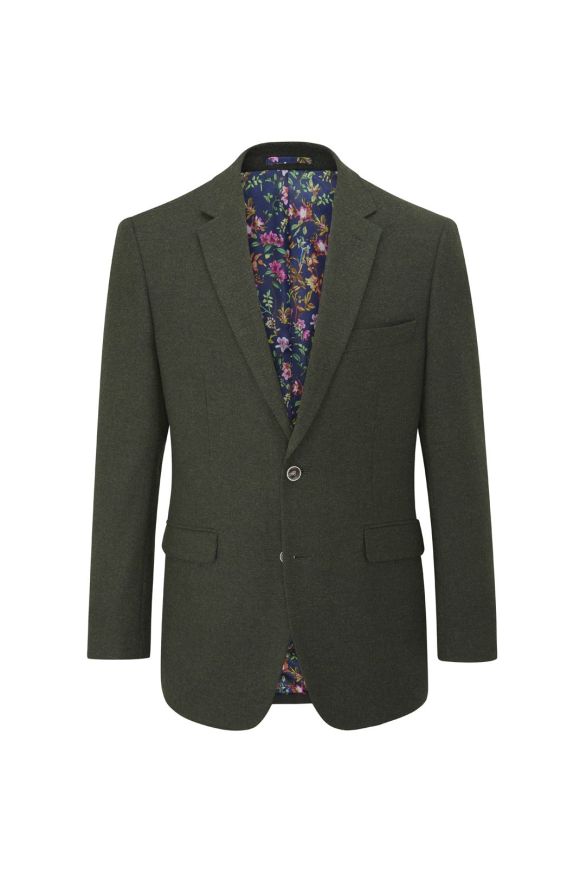 Jude Suit Olive Tailored Jacket Tweed Herringbone