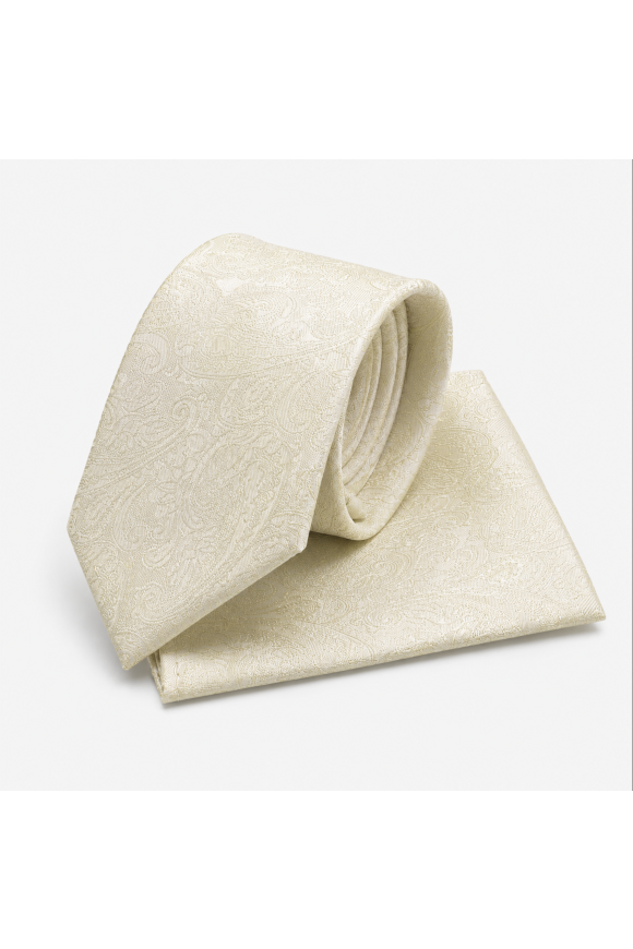 Paisley Champagne classic mens tie & pocket square set
