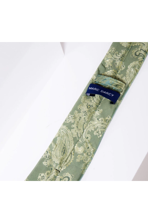 Green Paisley Lining tie & pocket square set