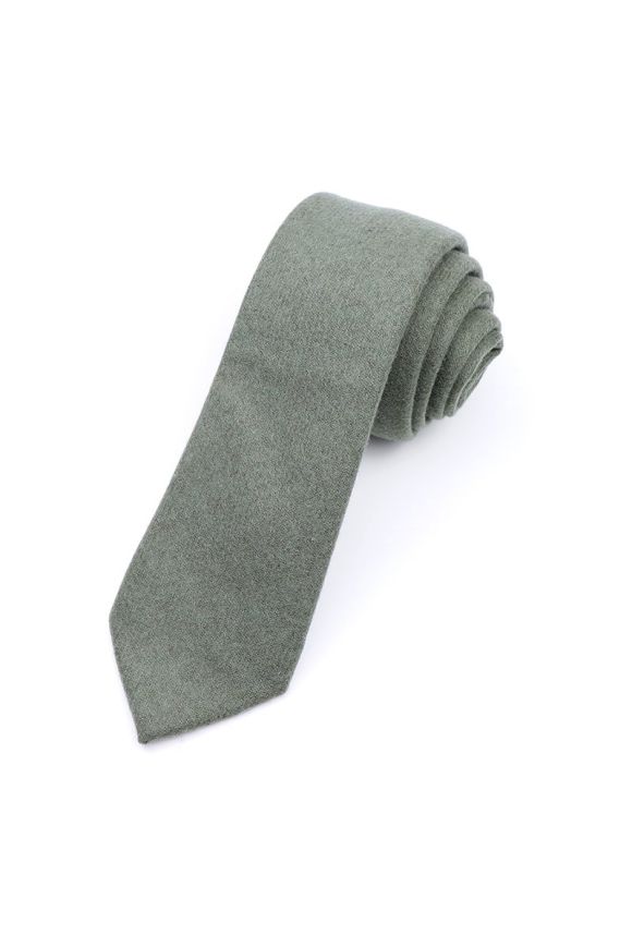 Mens Wool Tweed Olive Tie