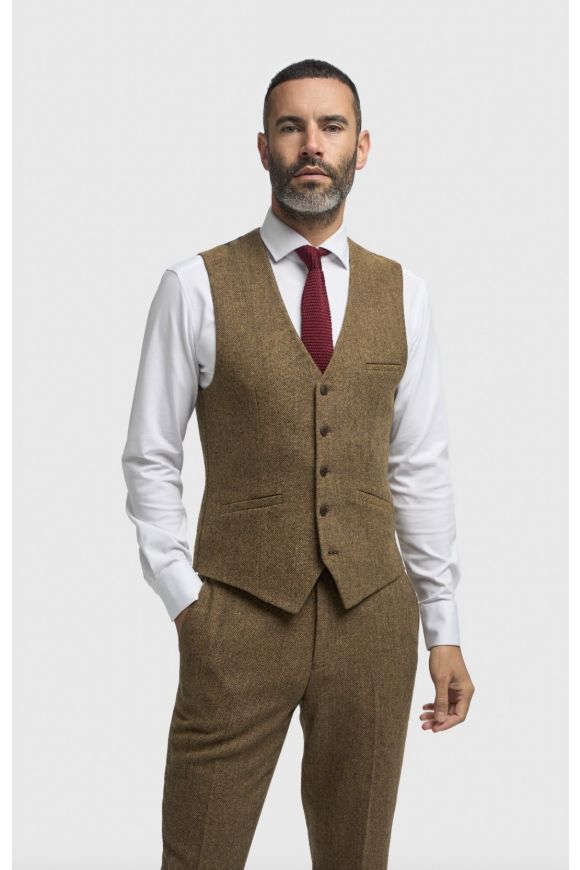 Cavani Thomas Brown Tweed Three Piece Suit