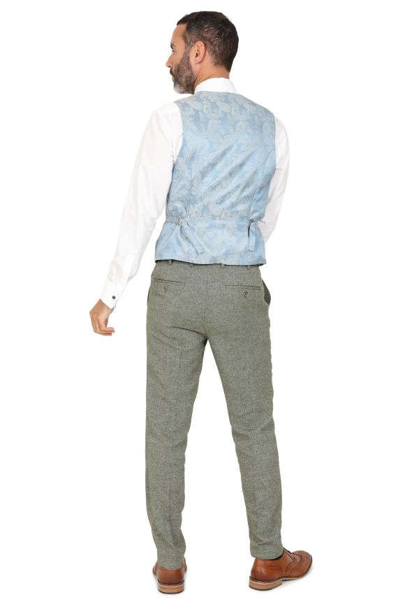 Sage Suit with Contrast Stone Waistcoat