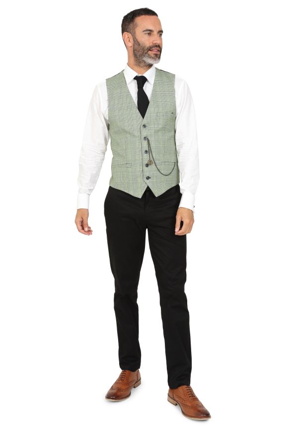 Cavani Caridi Sage Check suit with contrast navy trousers
